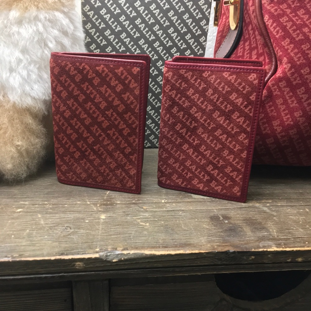 Rare Bally Suede Leather Trifold Compact Wallet